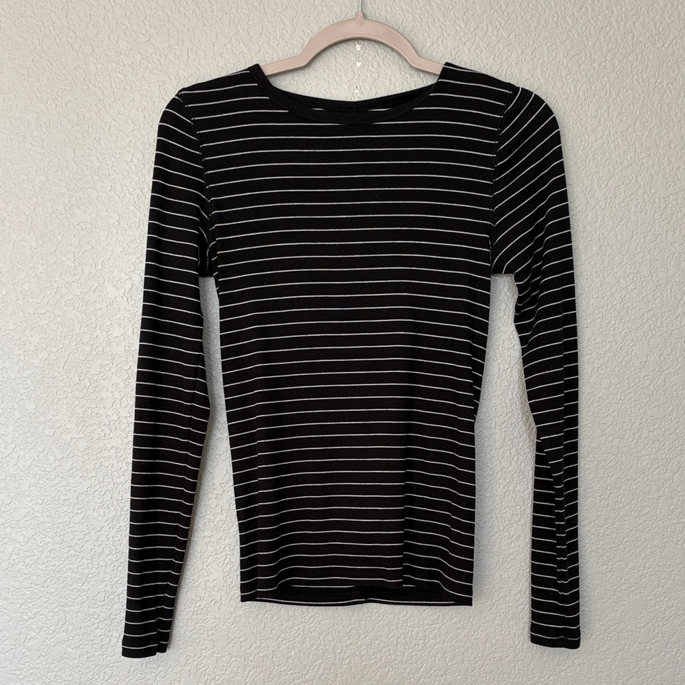 Everlane Striped Crewneck Long Sleeve Tee